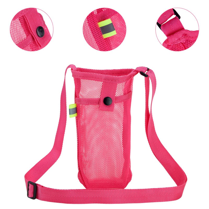 Tainehs Water Bottle Holder Water Bottle Carrier with Adjustable Shoulder Strap Beach bottle Bag Water Bottle Sling Dog Water Bottle Sleeve for Sports Gym Hiking Camping Walking Black/Pink - Image 2